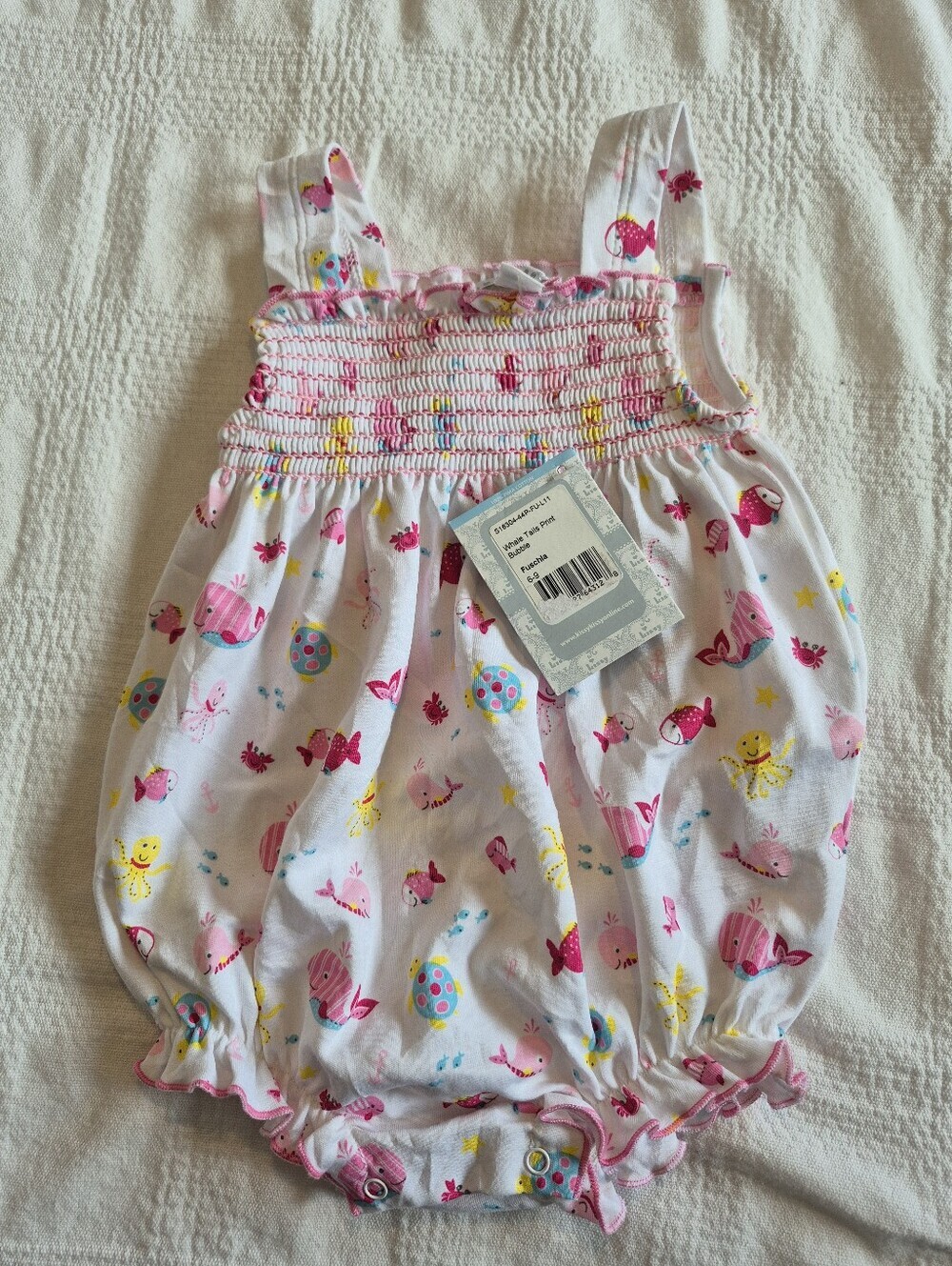Kissy Kissy girls 6-9 months Whale Tails bubble romper, NWT